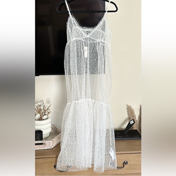 Anthropologie Sheer Dot Tulle Slip Dress - Picture 4 of 13